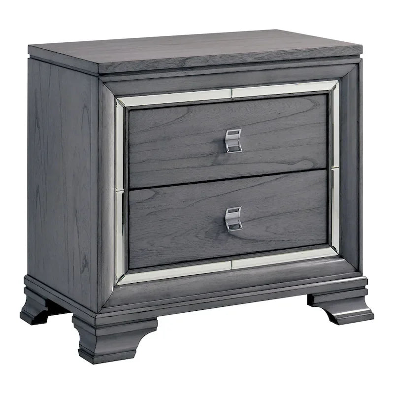 Ensemble de lit, table de chevet et commode 3 pièces gris contemporain Taia de Furniture of America avec éclairage LED