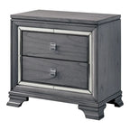 Ensemble de lit, table de chevet et commode 3 pièces gris contemporain Taia de Furniture of America avec éclairage LED