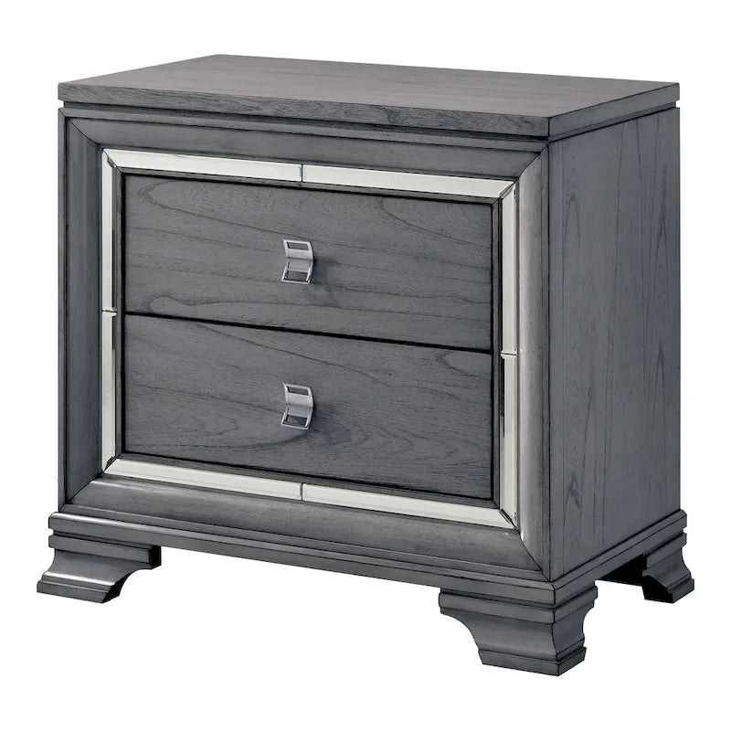 Ensemble de lit, table de chevet et commode 3 pièces gris contemporain Taia de Furniture of America avec éclairage LED