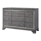 Ensemble de lit, table de chevet et commode 3 pièces gris contemporain Taia de Furniture of America avec éclairage LED
