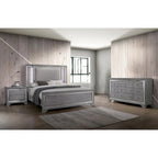 Ensemble de lit, table de chevet et commode 3 pièces gris contemporain Taia de Furniture of America avec éclairage LED