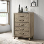Ensemble de chambre à coucher contemporain en bois Roundhill Furniture Arena : lit à panneaux, commode, miroir, 2 tables de chevet, chiffonnier gris antique
