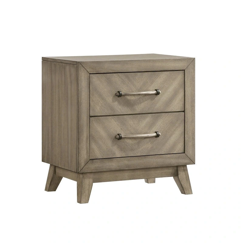 Ensemble de chambre à coucher contemporain en bois Roundhill Furniture Arena : lit à panneaux, commode, miroir, 2 tables de chevet, chiffonnier gris antique