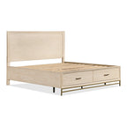 Ensemble de chambre à coucher 3 pièces en chêne massif Drayden de Furniture of America, comprenant un lit, une commode et une table de chevet.