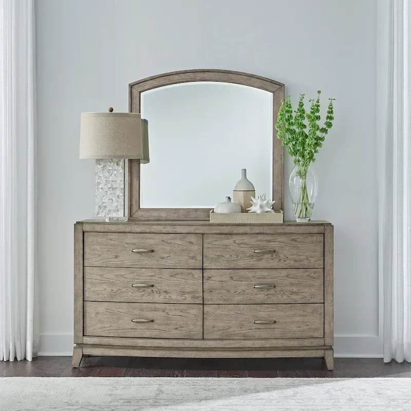 Ensemble de chambre à coucher Avalon en chêne beige bruni avec lit à panneaux et rangement pour lit king size
