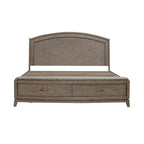Ensemble de chambre à coucher Avalon en chêne beige bruni avec lit à panneaux et rangement pour lit king size