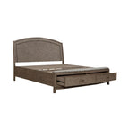 Ensemble de chambre à coucher Avalon en chêne beige bruni avec lit à panneaux et rangement pour lit king size