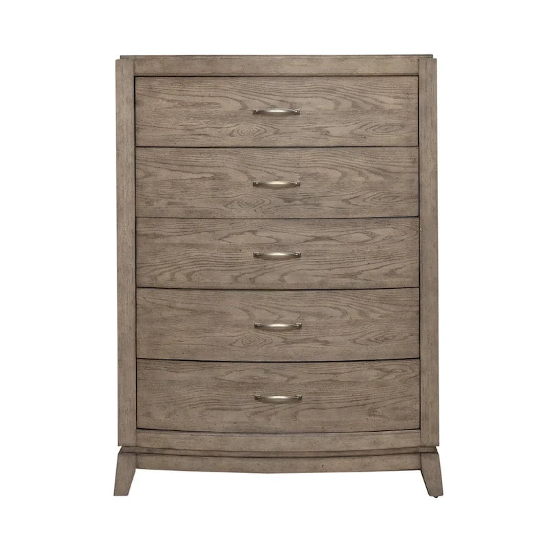 Ensemble de chambre à coucher Avalon en chêne beige bruni avec lit à panneaux et rangement pour lit king size