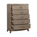 Ensemble de chambre à coucher Avalon en chêne beige bruni avec lit à panneaux et rangement pour lit king size