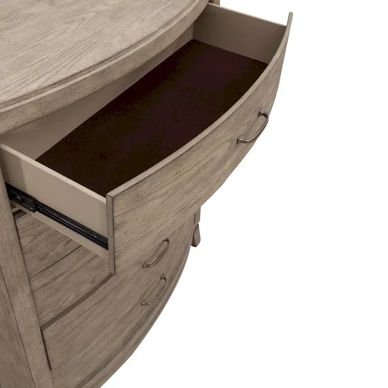Ensemble de chambre à coucher Avalon en chêne beige bruni avec lit à panneaux et rangement pour lit king size