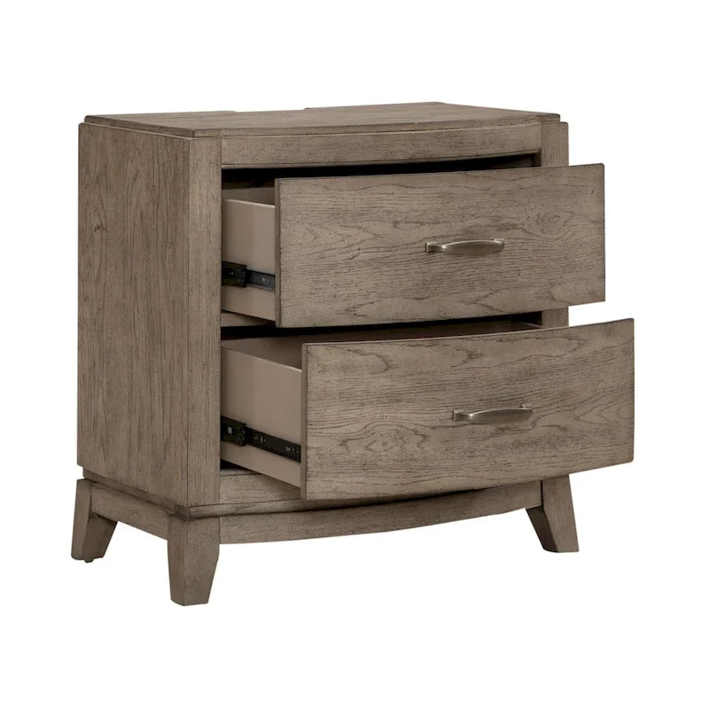 Ensemble de chambre à coucher Avalon en chêne beige bruni avec lit à panneaux et rangement pour lit king size