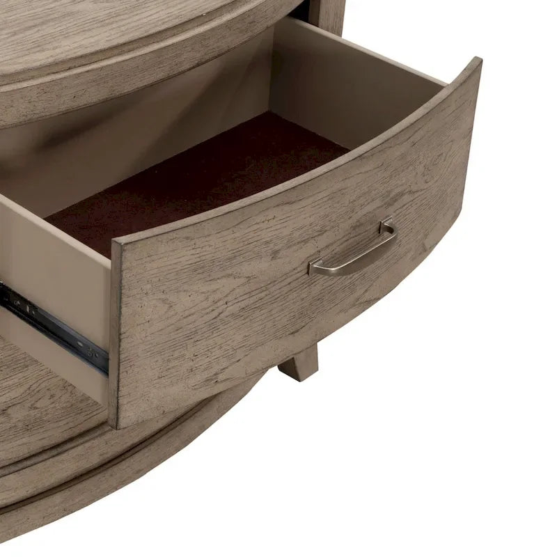 Ensemble de chambre à coucher Avalon en chêne beige bruni avec lit à panneaux et rangement pour lit king size