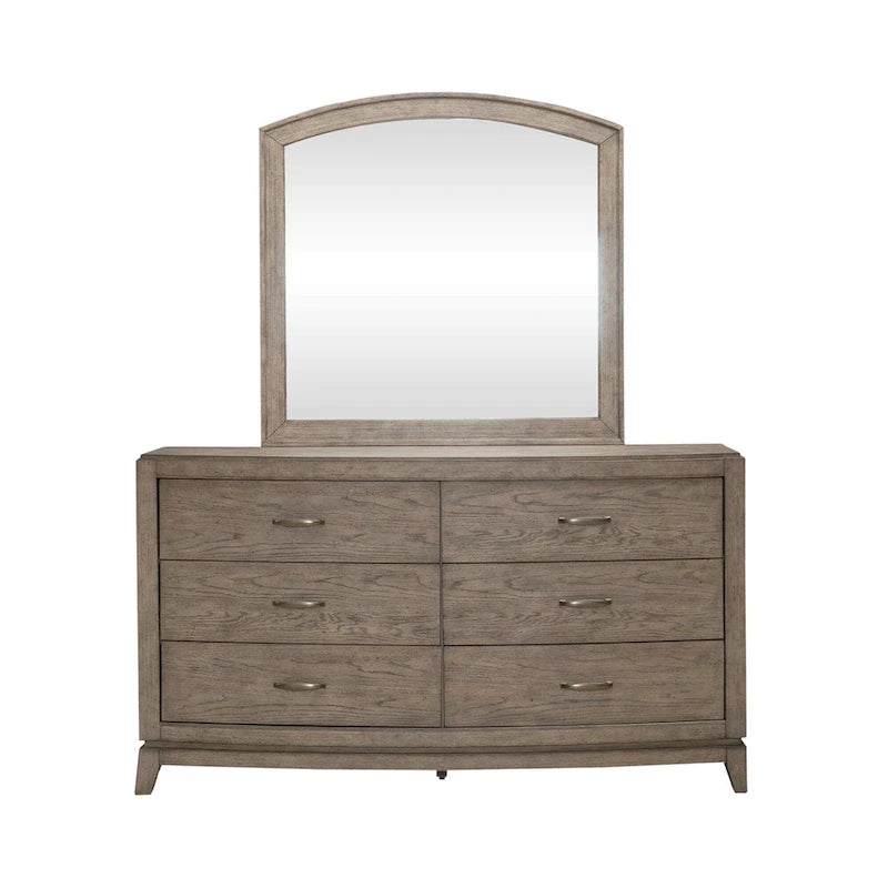 Ensemble de chambre à coucher Avalon en chêne beige bruni avec lit à panneaux et rangement pour lit king size
