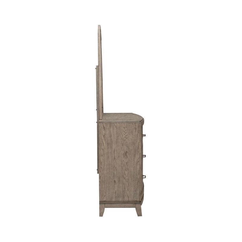 Ensemble de chambre à coucher Avalon en chêne beige bruni avec lit à panneaux et rangement pour lit king size