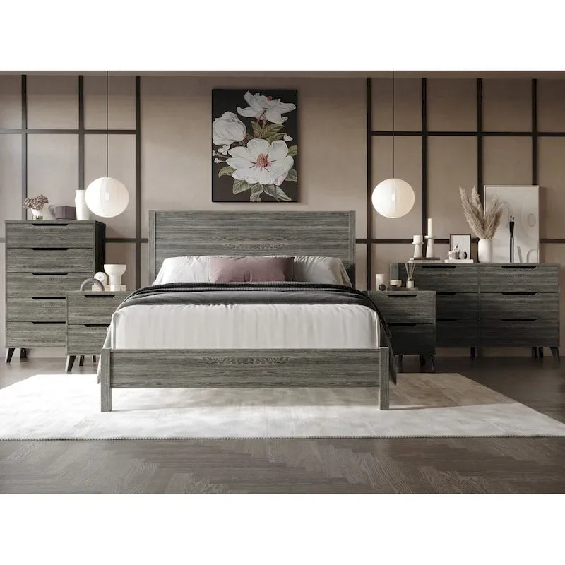 Ensemble de chambre à coucher vintage en bois CraftPorch 4 pièces