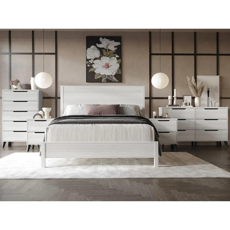Ensemble de chambre à coucher vintage en bois CraftPorch 4 pièces
