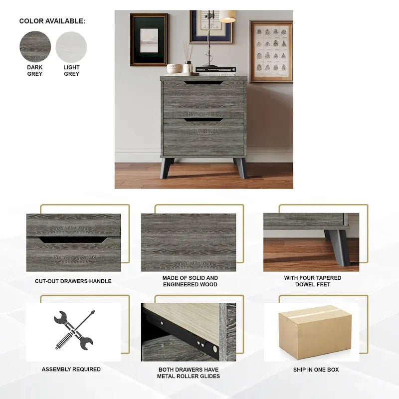 Ensemble de chambre à coucher vintage en bois CraftPorch 4 pièces