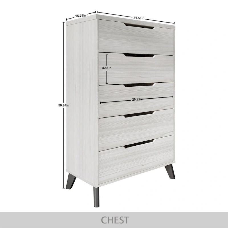 Ensemble de chambre à coucher vintage en bois CraftPorch 4 pièces