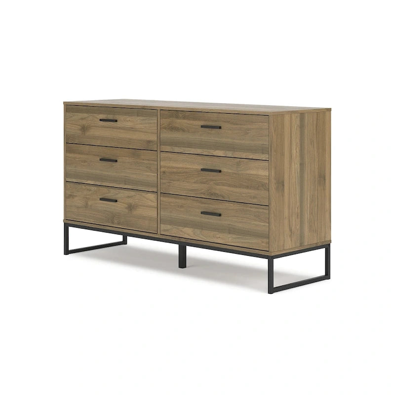 Tête de lit à panneaux miel avec commode et table de chevet Signature Design by Ashley Deanlow
