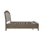 Ensemble de chambre à coucher Avalon en chêne beige bruni avec lit de rangement capitonné, commode, miroir et coffre - King, Queen
