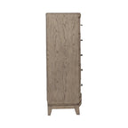 Ensemble de chambre à coucher Avalon en chêne beige bruni avec lit de rangement capitonné, commode, miroir et coffre - King, Queen