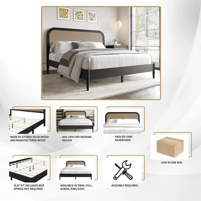 Ensemble de chambre à coucher moderne du milieu du siècle CraftPorch 4 pièces