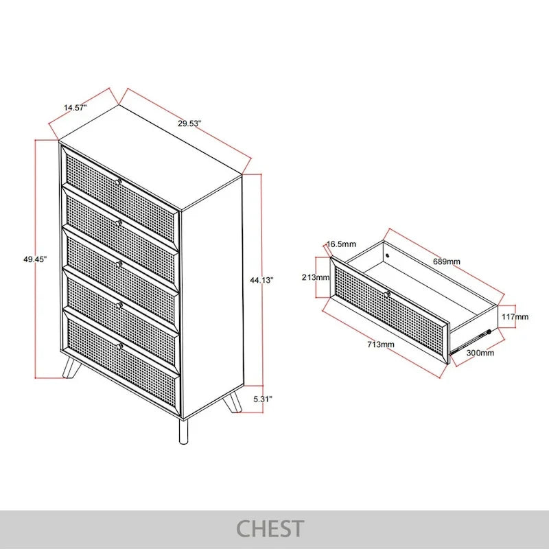 Ensemble de chambre à coucher moderne du milieu du siècle CraftPorch 4 pièces