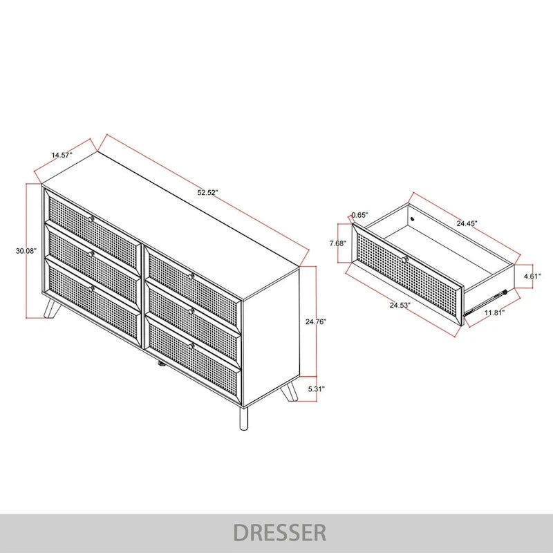 Ensemble de chambre à coucher moderne du milieu du siècle CraftPorch 4 pièces