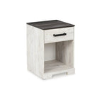 Lit plateforme blanchi Signature Design by Ashley Shawburn avec 2 tables de chevet