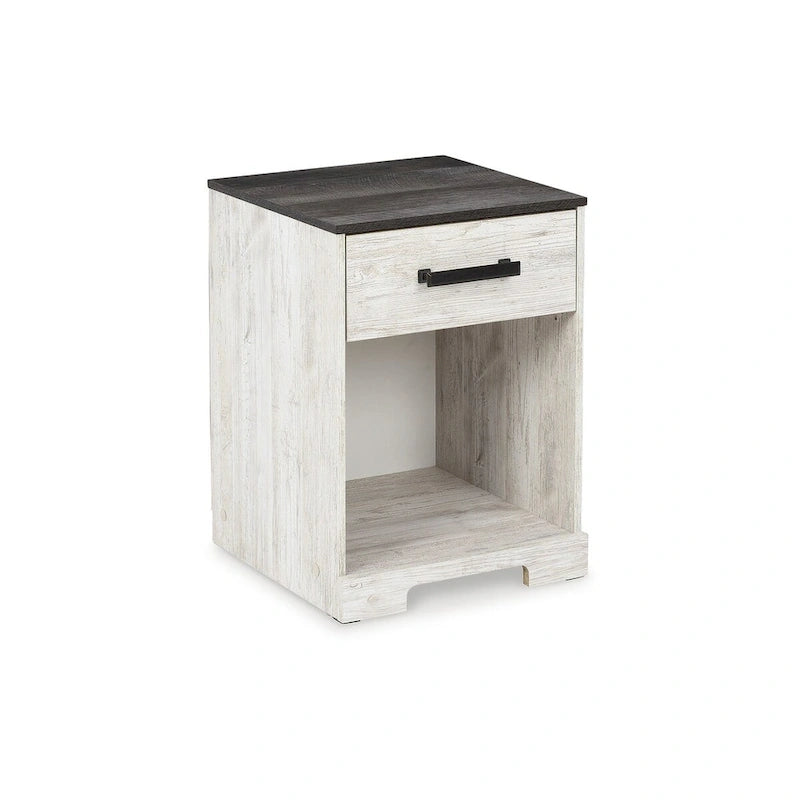 Lit plateforme blanchi Signature Design by Ashley Shawburn avec 2 tables de chevet