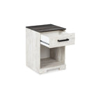 Lit plateforme blanchi Signature Design by Ashley Shawburn avec 2 tables de chevet