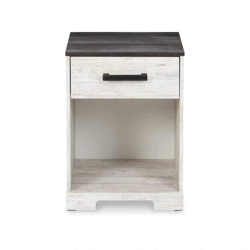 Lit plateforme blanchi Signature Design by Ashley Shawburn avec 2 tables de chevet