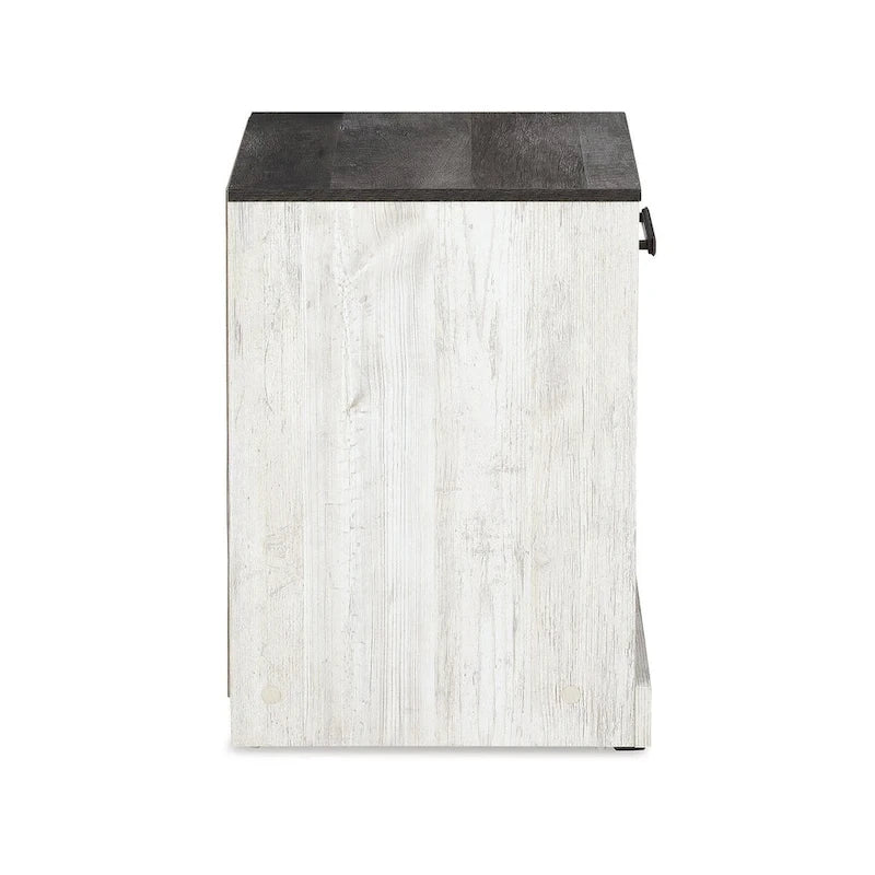 Lit plateforme blanchi Signature Design by Ashley Shawburn avec 2 tables de chevet
