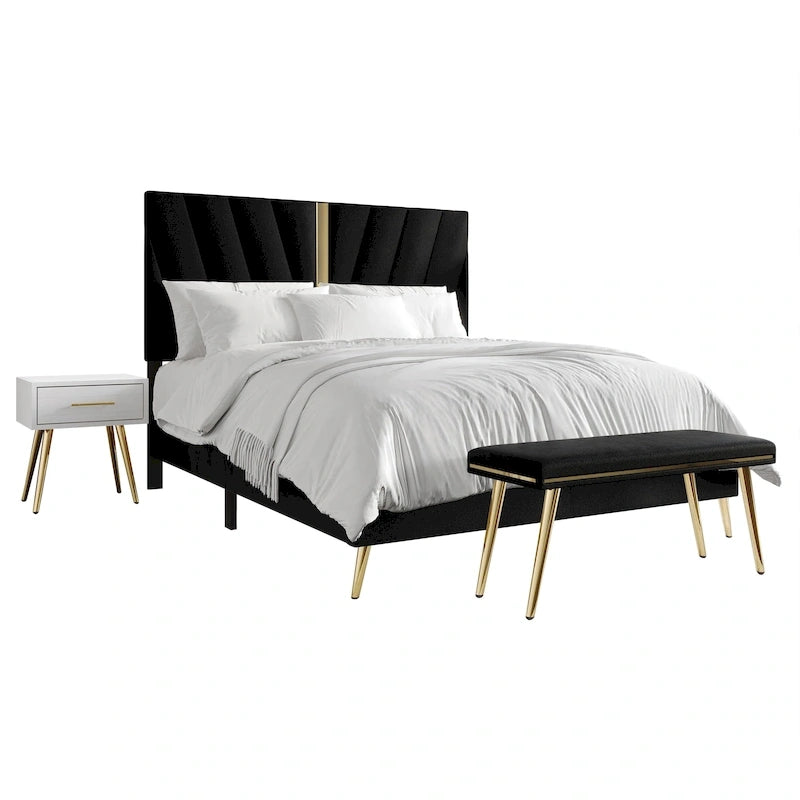 Set camera da letto contemporanea CraftPorch da 4 pezzi