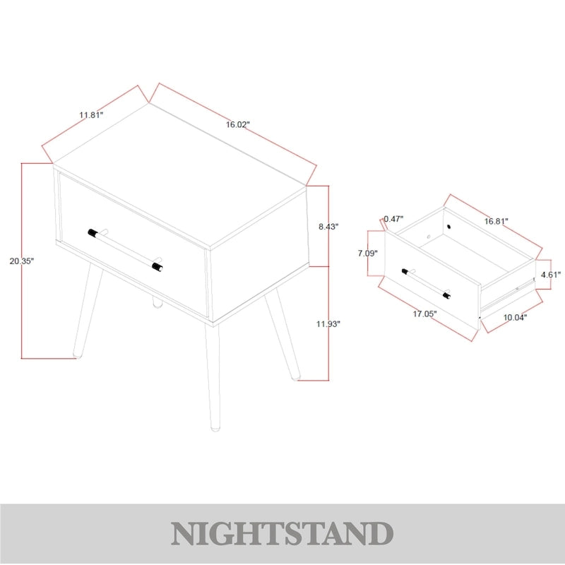 Set camera da letto contemporanea CraftPorch da 4 pezzi