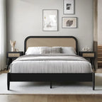 Craftporch Rustic Wooden Platform Bed with 2 Nightstand