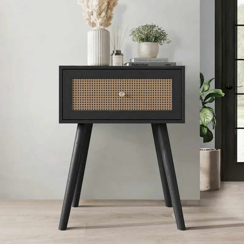 Lit plateforme rustique en bois Craftporch avec 2 tables de chevet