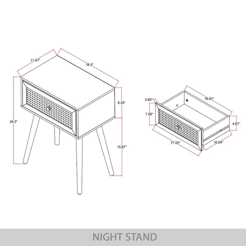 Lit plateforme rustique en bois Craftporch avec 2 tables de chevet
