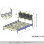 Lit plateforme rustique en bois Craftporch avec 2 tables de chevet