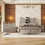 Ensemble de chambre à coucher 3 pièces comprenant un lit plateforme queen avec table de chevet et commode de rangement