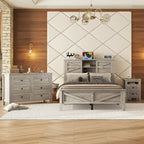 Ensemble de chambre à coucher 3 pièces comprenant un lit plateforme queen avec table de chevet et commode de rangement