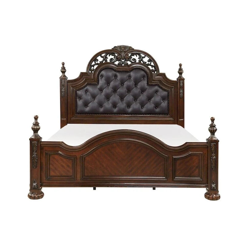 Chambre à coucher traditionnelle formelle, ensemble 5 pièces, finition cerisier