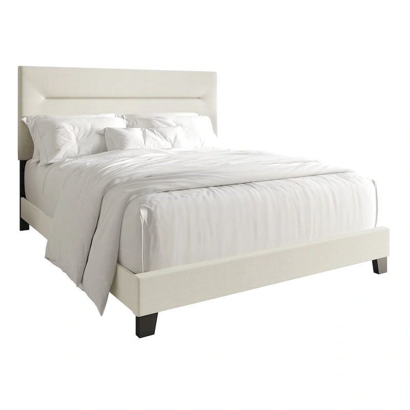 Ensemble de chambre à coucher CraftPorch 4 pièces, lit beige contemporain et meubles marron