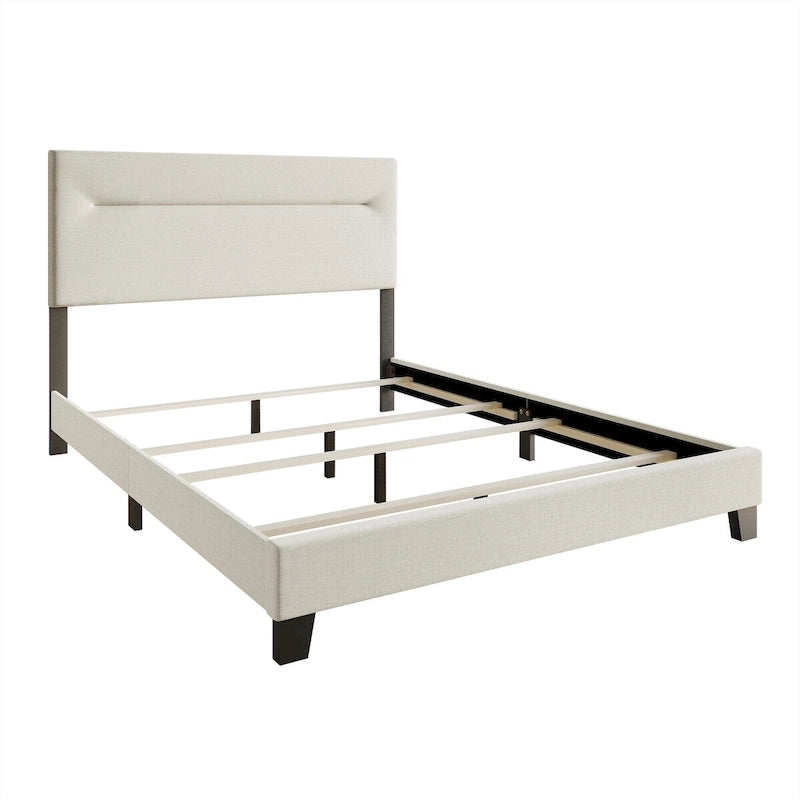Ensemble de chambre à coucher CraftPorch 4 pièces, lit beige contemporain et meubles marron