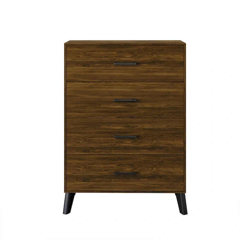 Ensemble de chambre à coucher CraftPorch 4 pièces, lit beige contemporain et meubles marron