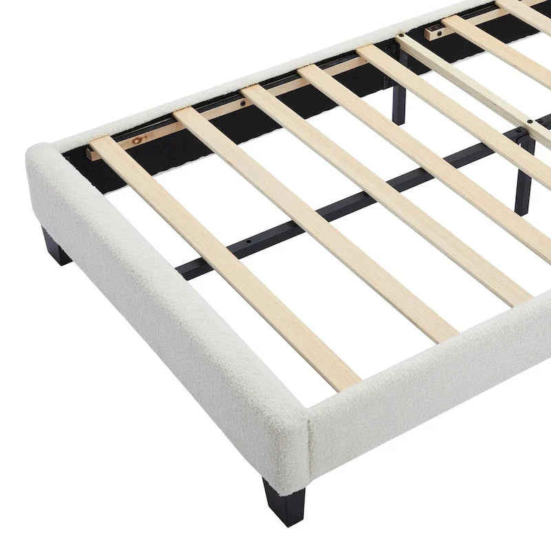 Ensemble de chambre 2 pièces pour lit double/simple : lit plateforme rembourré en forme de fleur avec éclairage LED et pouf de rangement en tissu sherpa