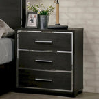 Ensemble de lit, table de chevet et commode 3 pièces gris contemporain Kastela de Furniture of America, avec éclairage LED et ports USB