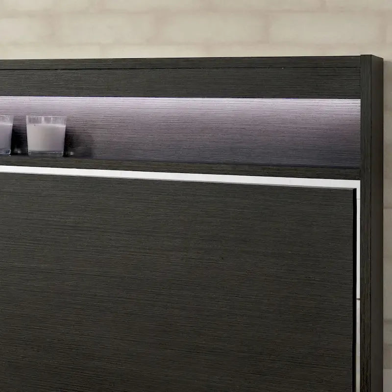Ensemble de lit, table de chevet et commode 3 pièces gris contemporain Kastela de Furniture of America, avec éclairage LED et ports USB
