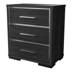 Ensemble de lit, table de chevet et commode 3 pièces gris contemporain Kastela de Furniture of America, avec éclairage LED et ports USB