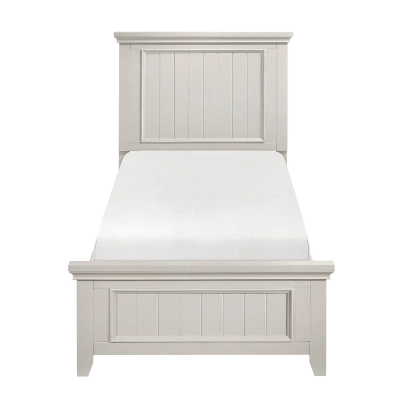 Ensemble de chambre à coucher 3 pièces, finition blanche classique : lit et deux tables de chevet